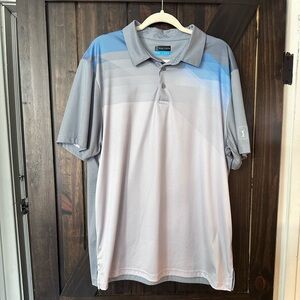 PGA Tour Gray and Blue Men's Polo Shirt
